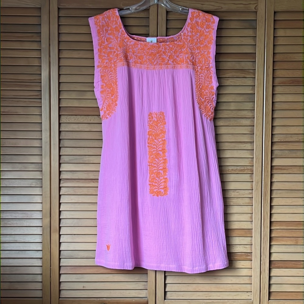 J. Marie Oaxaca Floral Embroidered Dress, cotton